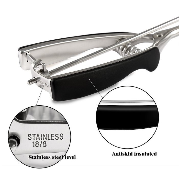 Cade&nbsp;Black Soft Grip Handles Stainless Steel Cookie Scoop N2