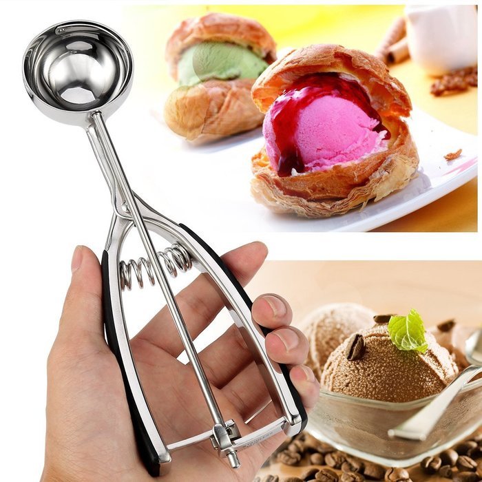 Cade&nbsp;Black Soft Grip Handles Stainless Steel Cookie Scoop N6