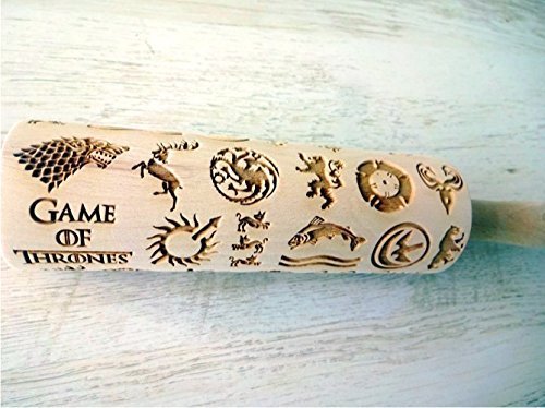 GAME of THRONES Embossing Rolling Pin. Laser engraved rolling pin. Game Of Thrones pattern rolling pin. Stark N2