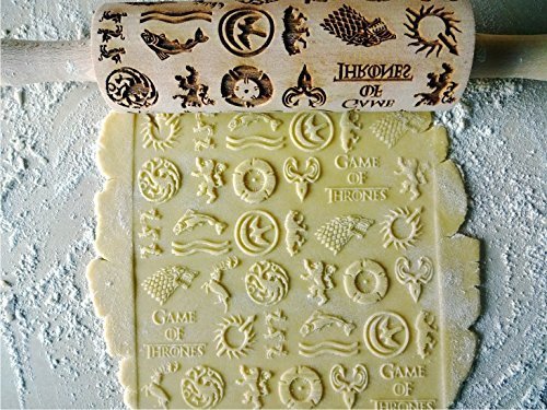 GAME of THRONES Embossing Rolling Pin. Laser engraved rolling pin. Game Of Thrones pattern rolling pin. Stark N3