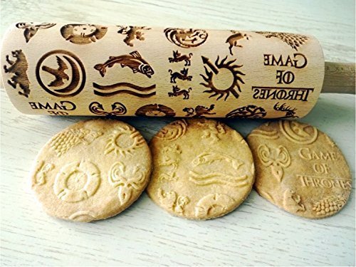 GAME of THRONES Embossing Rolling Pin. Laser engraved rolling pin. Game Of Thrones pattern rolling pin. Stark N6