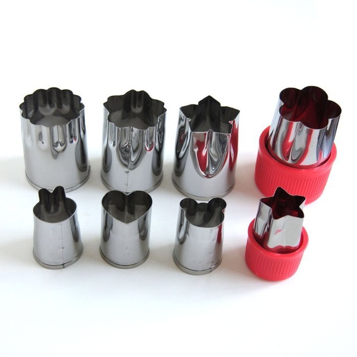 BBolive Stainless Steel Vegetable Cutter Shapes Set ( 8 Piece) , Mini Cookie Cutters Flower Shape Slicer Cake... N8