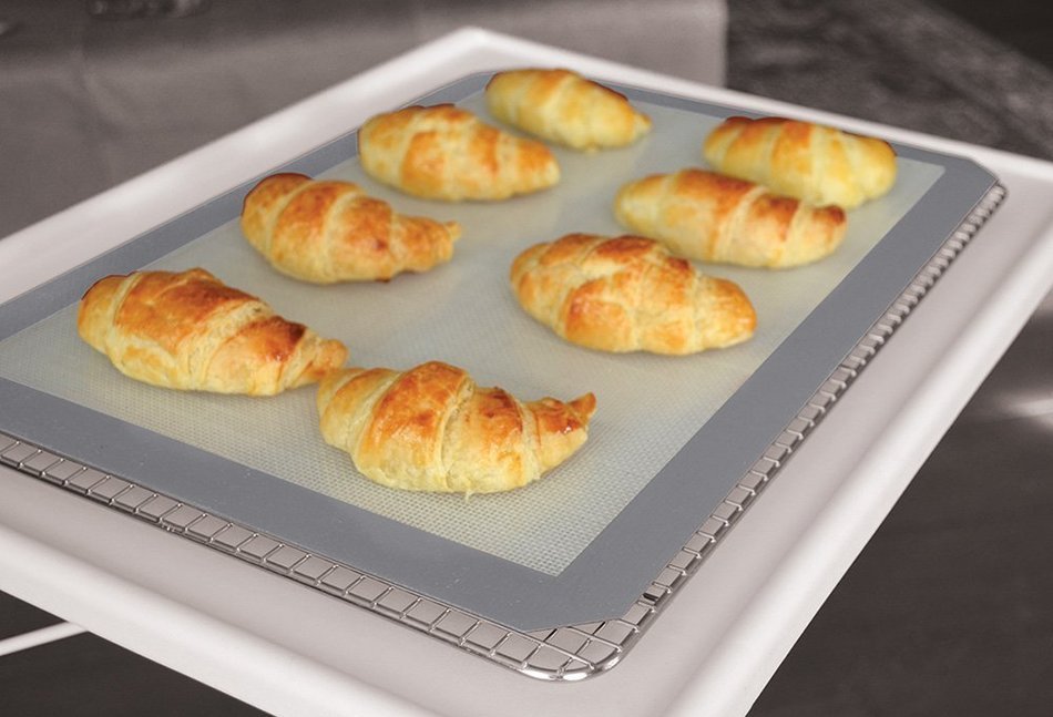 Premium Stainless Steel Cooling Rack & Silicone Baking Mat Cookware Set - Fits Standard Half Sheet Pan - Perfect... N3