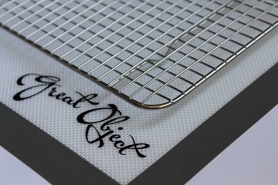 Premium Stainless Steel Cooling Rack & Silicone Baking Mat Cookware Set - Fits Standard Half Sheet Pan - Perfect... N5