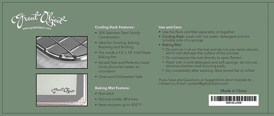 Premium Stainless Steel Cooling Rack & Silicone Baking Mat Cookware Set - Fits Standard Half Sheet Pan - Perfect... N9