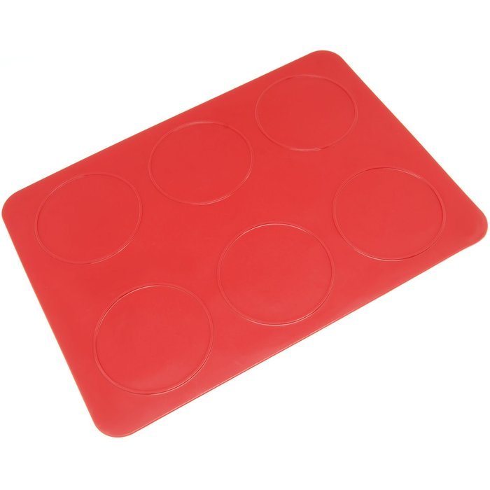 Freshware CB-401RD 6-Circle Macaron, Whoopie Pie, Cookie and Creme Puff Silicone Mat