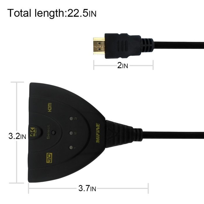 Hdmi Switch Box, Mifine Auto Switch 3 in 1 out Flexible 3 Port Switcher V1.4, Support 4kx2k Ultra HD, 3D, Full... N6