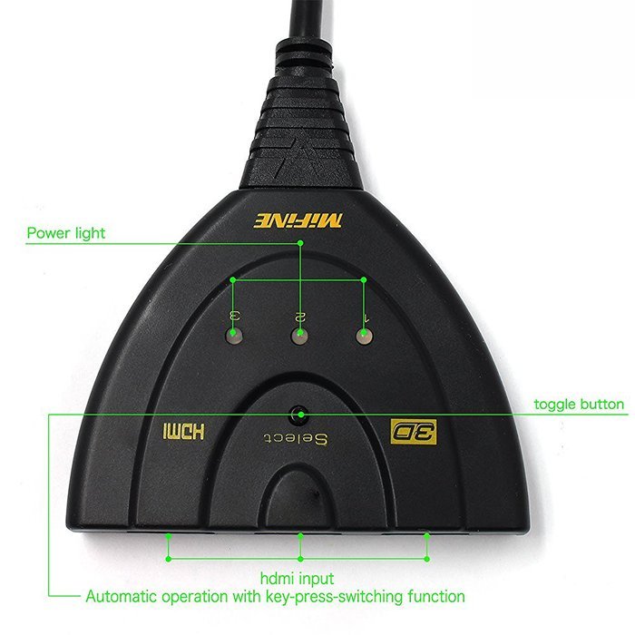 Hdmi Switch Box, Mifine Auto Switch 3 in 1 out Flexible 3 Port Switcher V1.4, Support 4kx2k Ultra HD, 3D, Full... N9