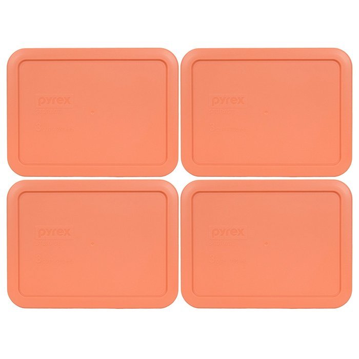 Pyrex 7210-PC 3 Cup Rectangle Storage Lid Cover for 3 Cup Dish (2, Light Orange) N3