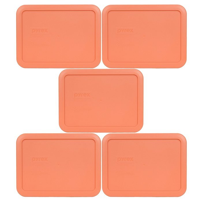 Pyrex 7210-PC 3 Cup Rectangle Storage Lid Cover for 3 Cup Dish (2, Light Orange) N6
