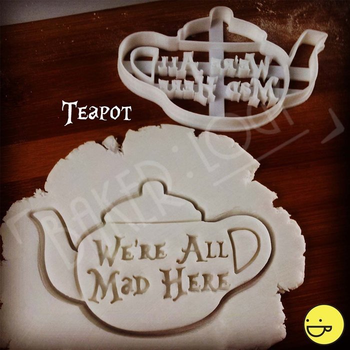 We're All Mad Here Teapot Cookie Cutter | Alice in Wonderland themed biscuit cutter
