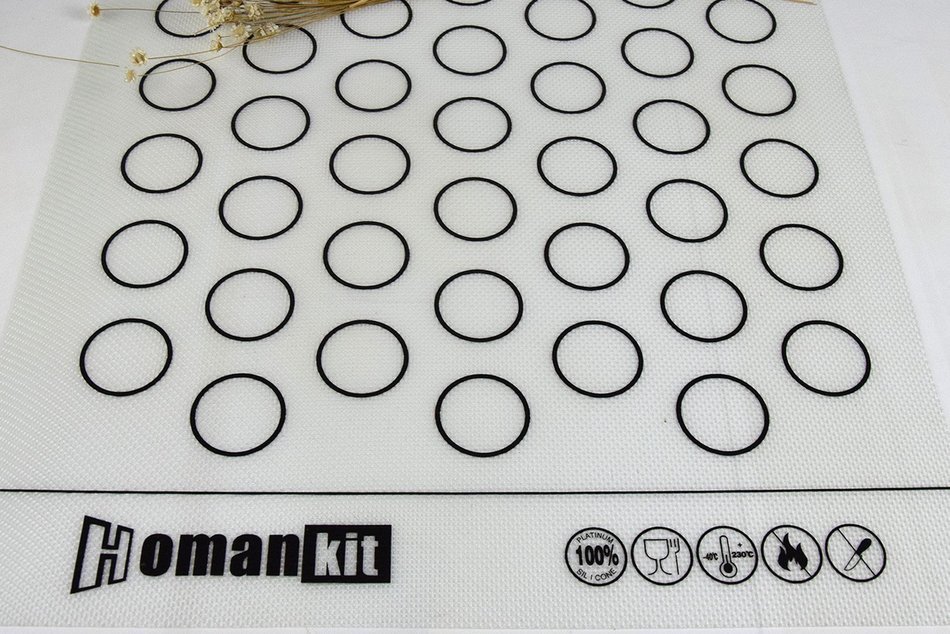 Homankit Silicone Baking Mat for Macarons - Full Sheet Pan 15-3/4" x 23-5/8" - Reusable Non-stick Surface N3