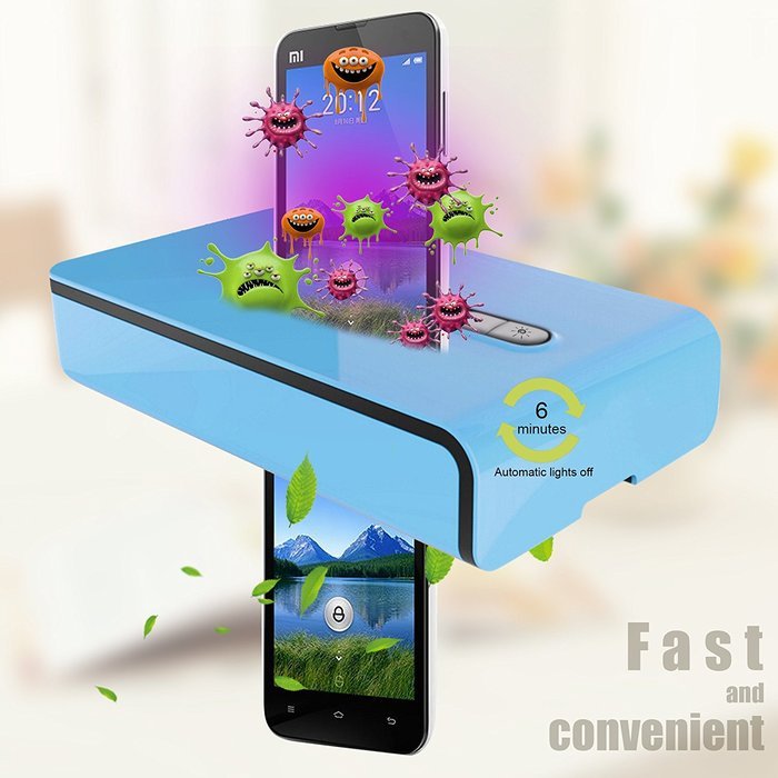 Svpro Cellphone Dual UV Light Sanitizer - Multifunctional Ozone Anion Phone Sterilizer Suitable ISO Android 5.5... N10