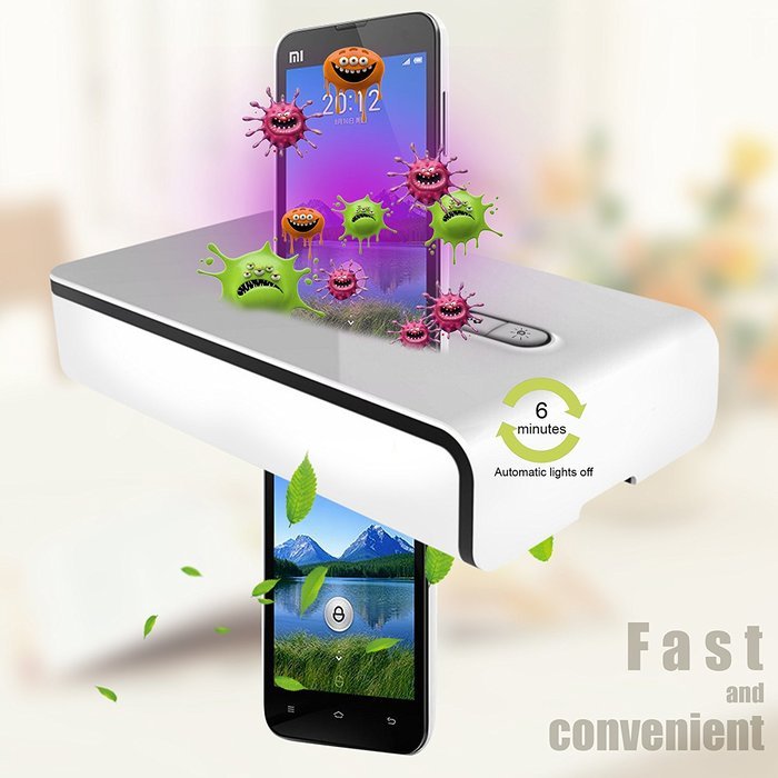 Svpro Cellphone Dual UV Light Sanitizer - Multifunctional Ozone Anion Phone Sterilizer Suitable ISO Android 5.5... N17