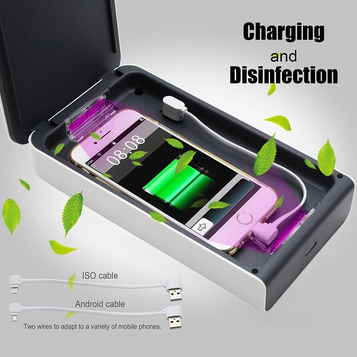 Svpro Cellphone Dual UV Light Sanitizer - Multifunctional Ozone Anion Phone Sterilizer Suitable ISO Android 5.5... N19