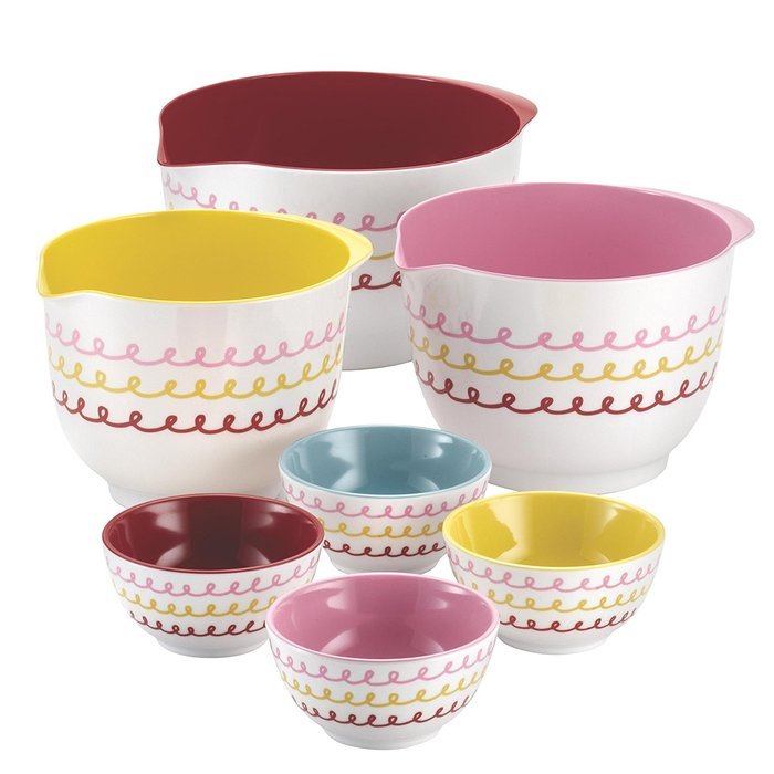 Cake Boss 7-Piece Countertop Accessories Melamine Complete Mixing and Prep Bowl Set, Icing