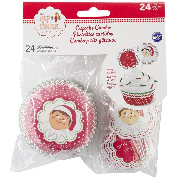 Wilton 415-8552 24 Count Elf on The Shelf Cupcake Baking Cups and Picks