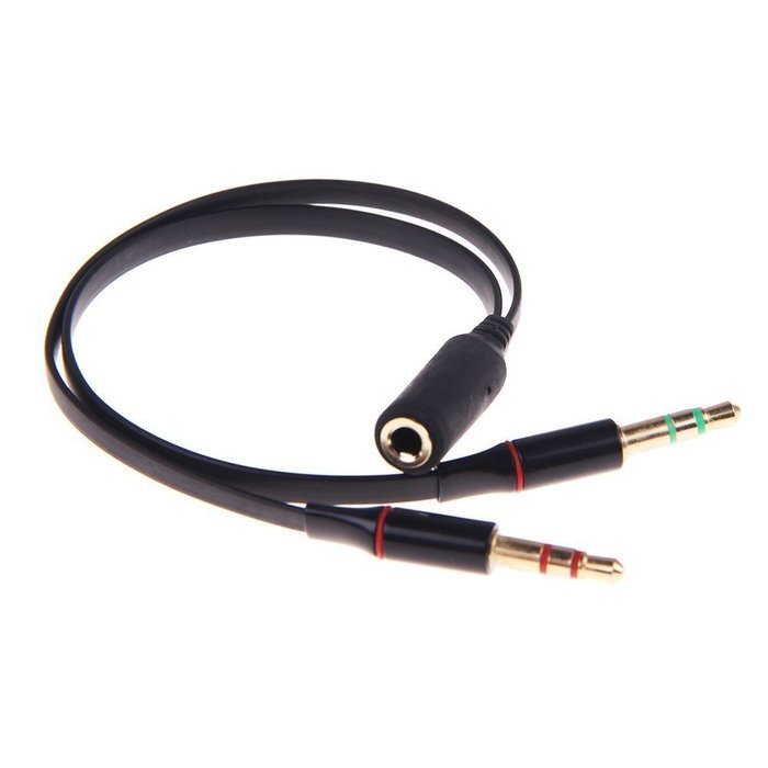 Maeline 3.5mm Female to 2 Male Gold Plated Headphone Mic Audio Y Splitter Flat Cable N4