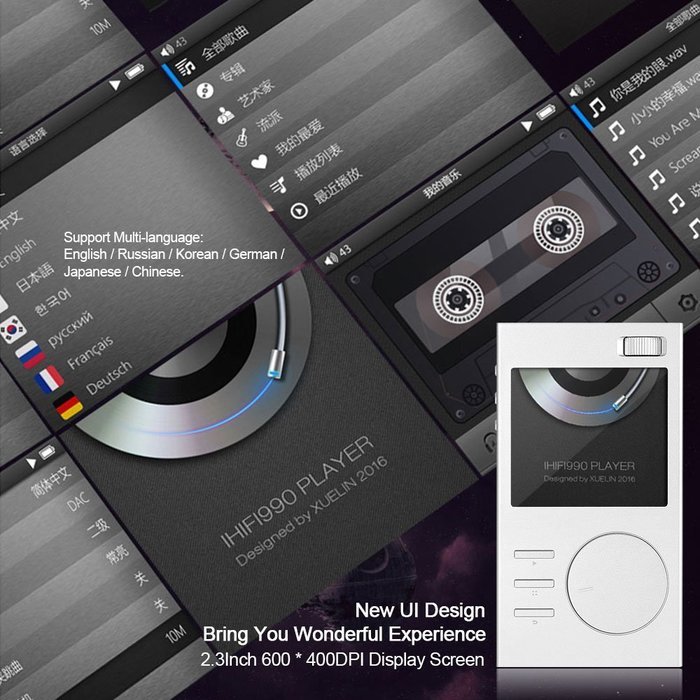 Docooler XUELIN IHIFI990 HiFi Lossless Audio Player WM8740 AD8610 ChipDSD Direct Stream Digital ISO Music Player... N7