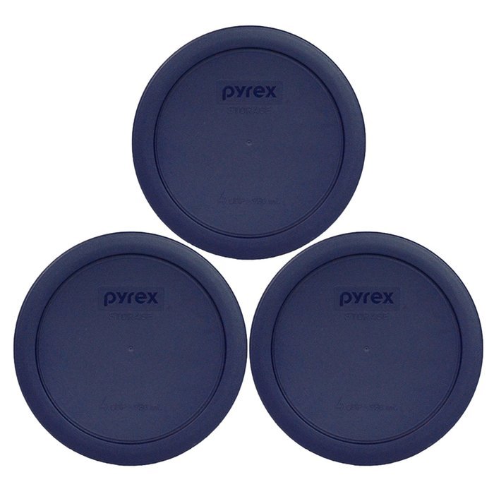 Pyrex 7201-PC Round 4 Cup Storage Lid for Glass Bowls (2, Navy Blue) N10