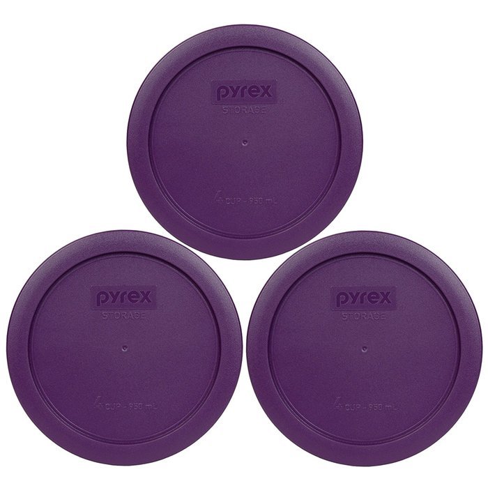Pyrex 7201-PC Round 4 Cup Storage Lid for Glass Bowls (2, Navy Blue) N51
