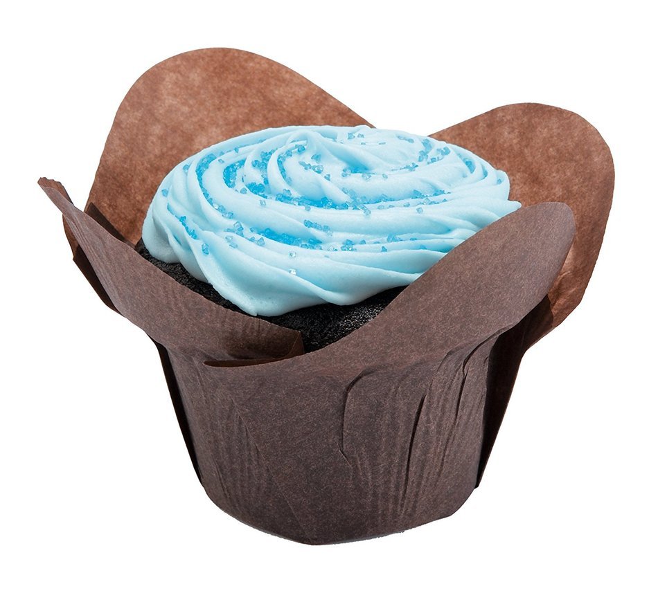Hoffmaster 611114 Lotus Cup Cupcake Wrapper/Baking Cup, 2" Diameter x 2-3/4" Height, Large, Chocolate (10 packs...