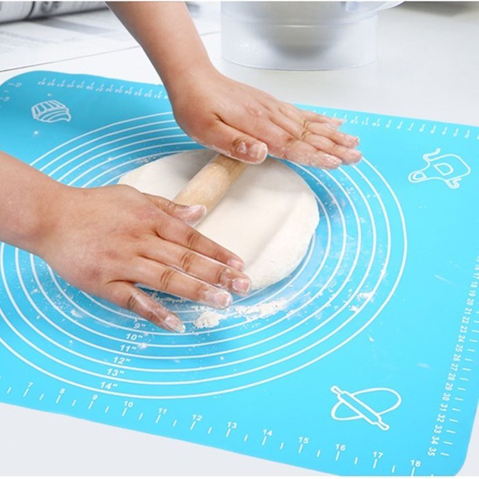 JamHoo Nonstick Rolling Pin & Silicone Large Pastry Mat With Measurements - 15.7"x19.7" Non-Slip Sheet For Rolling... N3