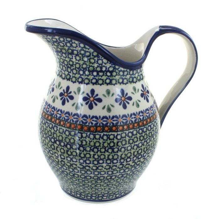 Polish Pottery Mosaic Flower Pitcher