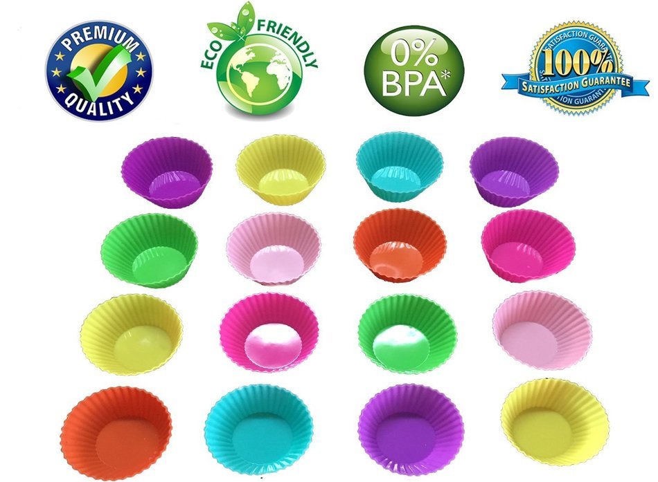 Silicone Baking Cups &ndash; Premium Quality &ndash; Non-Stick &ndash; Best 24 Cupcake Liners &ndash; Special Gift Packaging &ndash; Enjoy N2
