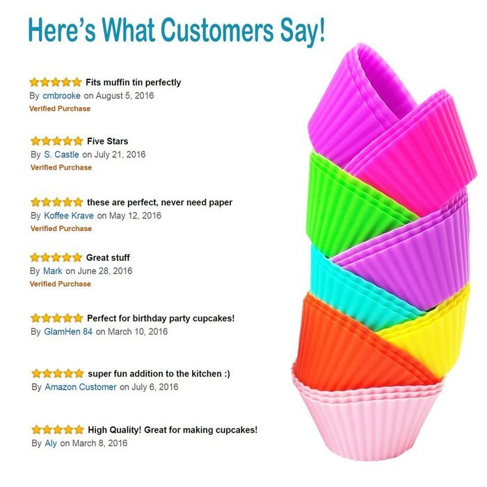 Silicone Baking Cups &ndash; Premium Quality &ndash; Non-Stick &ndash; Best 24 Cupcake Liners &ndash; Special Gift Packaging &ndash; Enjoy N5