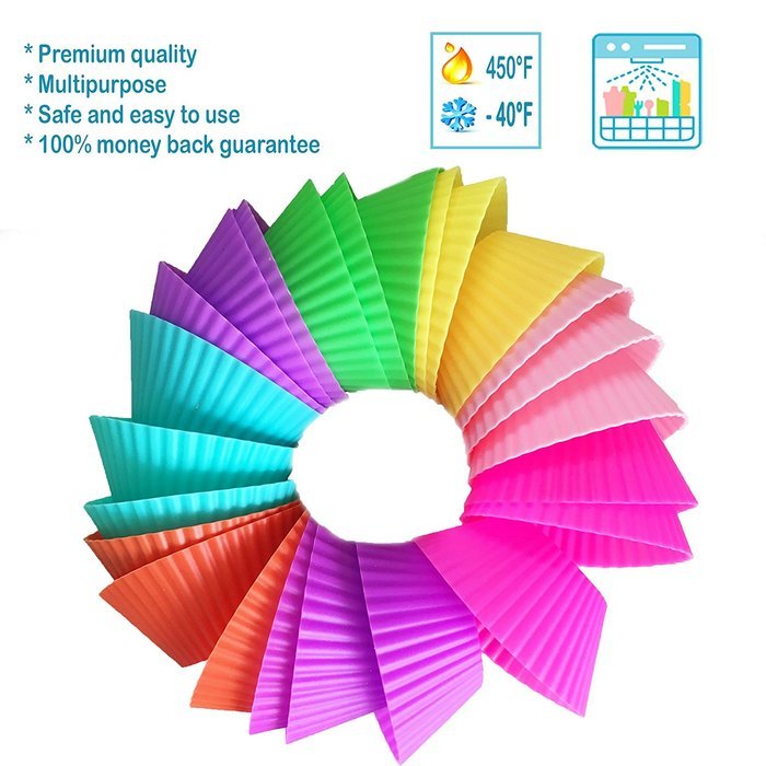 Silicone Baking Cups &ndash; Premium Quality &ndash; Non-Stick &ndash; Best 24 Cupcake Liners &ndash; Special Gift Packaging &ndash; Enjoy N8