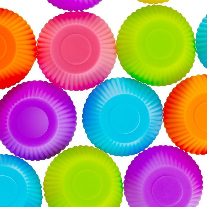 BakeBaking Mini Muffin Pan - Reusable Silicone Cupcake Molds 2in 24 Pack - Small Baking Cups Truffle Cake Pan... N5