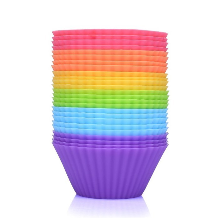 BakeBaking Mini Muffin Pan - Reusable Silicone Cupcake Molds 2in 24 Pack - Small Baking Cups Truffle Cake Pan... N8