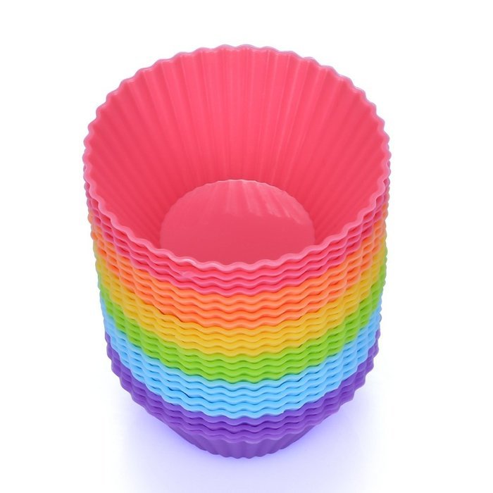 BakeBaking Mini Muffin Pan - Reusable Silicone Cupcake Molds 2in 24 Pack - Small Baking Cups Truffle Cake Pan... N9