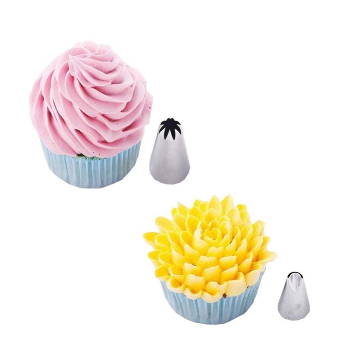 Useful Home Dessert Shop Pastry Tube Set Unique Bake Tool 2 Pieces C