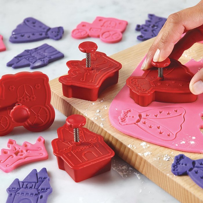 Cake Boss Decorating Tools 4-Piece Princess Fondant Press Set, Red N6