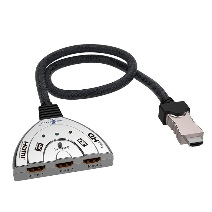 Goronya 3 Port HDMI Switch 3x1 Auto Switch with 1.4 Version Supports Full HD 4K 1080P 3D Player N6