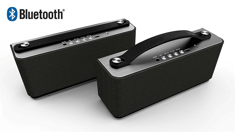 Mocole X05 Wireless Bluetooth 1800mAh Li-Ion Rechargeable Speaker with Built-in Speakerphone (Black - Aluminum...
