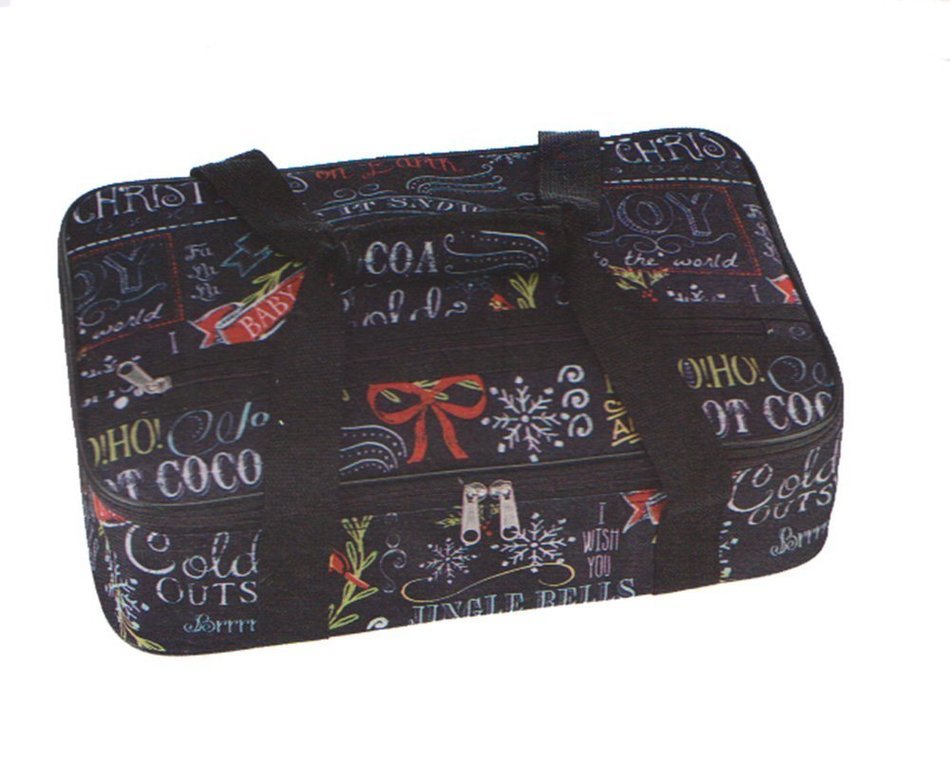 Christmas Happy Holidays Insulated Casserole Carrying Tote (Black Merry Christmas)