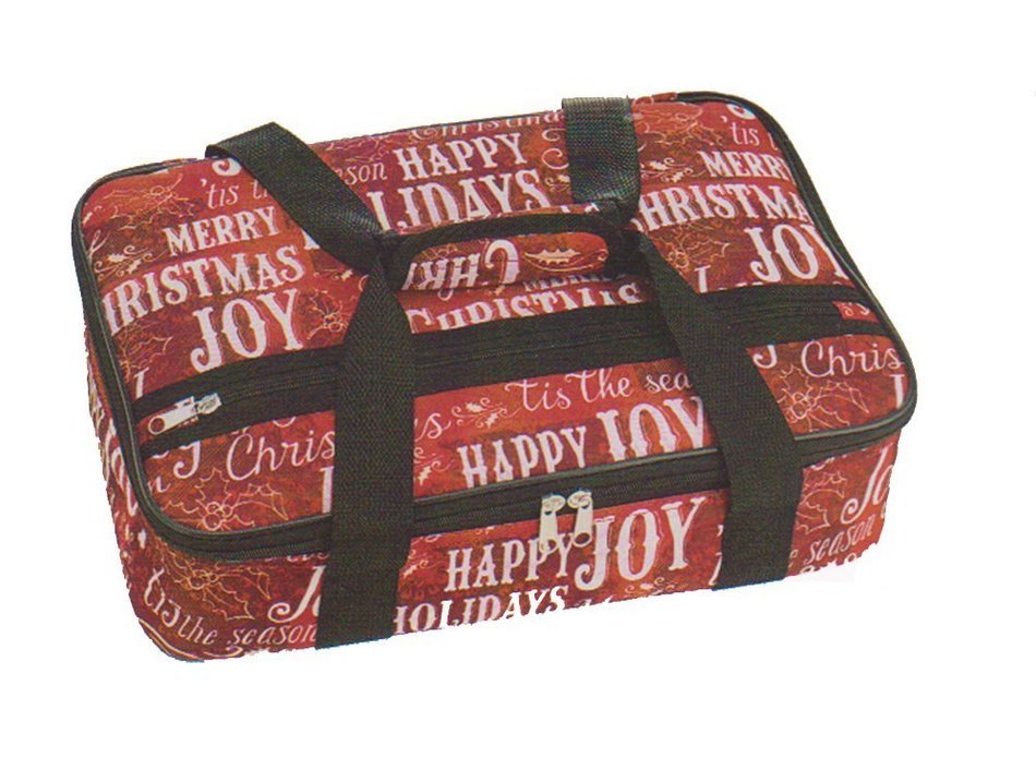 Christmas Happy Holidays Insulated Casserole Carrying Tote (Black Merry Christmas) N2