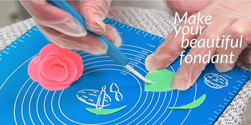 BakingMate | Food Grade Nonstick 19 x 16 Inches Silicone Baking Mat with Measurements | Superb for Rolling Dough... N7