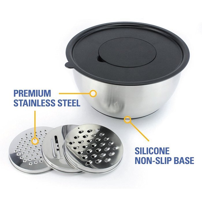 Stainless Steel Mixing Bowl | Silicone Non-Slip Base - Lightweight & Perfect Size For All Mixing, Prepping & Serving... N2