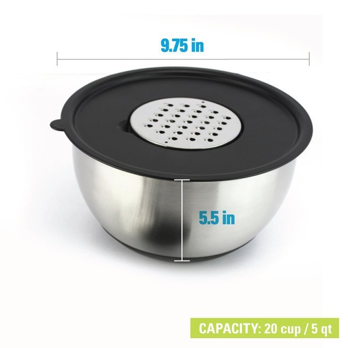 Stainless Steel Mixing Bowl | Silicone Non-Slip Base - Lightweight & Perfect Size For All Mixing, Prepping & Serving... N3