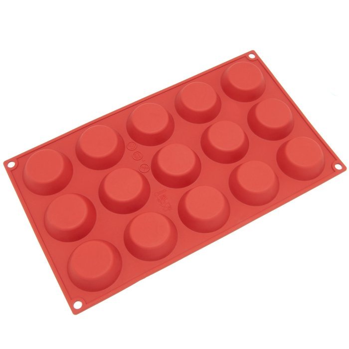 Freshware SM-103RD 15-Cavity Petite Silicone Mold for Homemade Tart, Quiche, Pastry, Cake, Pie, Pudding, Jello...