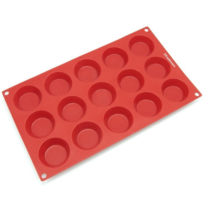 Freshware SM-103RD 15-Cavity Petite Silicone Mold for Homemade Tart, Quiche, Pastry, Cake, Pie, Pudding, Jello... N2