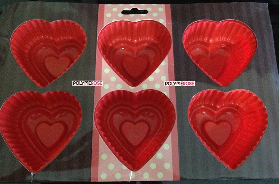 Polymerose 6 Cavity Silicone HEARTS Cake Baking Pan N4