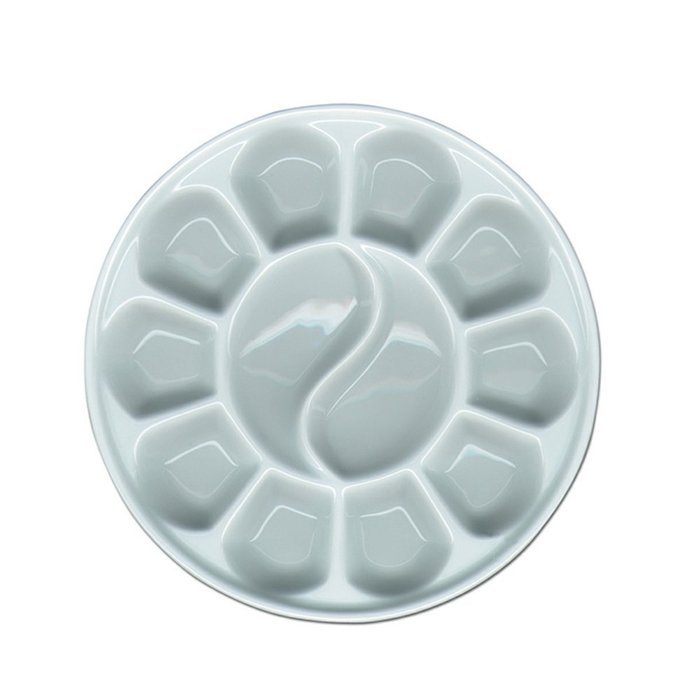 Porcelain circular palette with 12 mixing wells