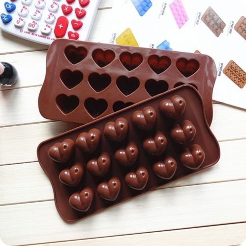 1Pcs Silicone Heart Chocolate Molds Jelly Ice Molds Cake Mould Bakeware N3