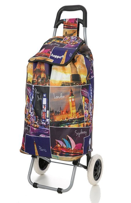 Hoppa 23" Lightweight Wheeled Shopping Trolley, Hard Wearing & Light Weight Polyester Rolling Push Trolley, 47L... N12