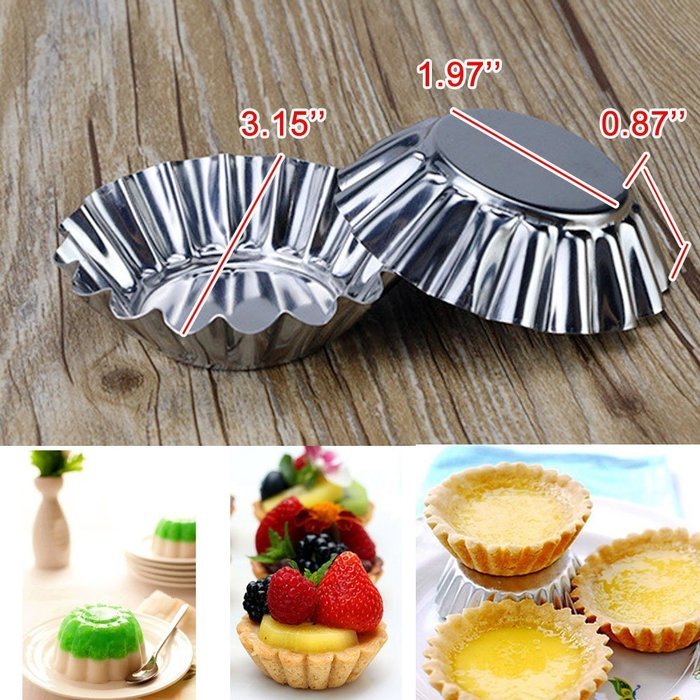Guestway Muffin Egg Tart Cupcake Cake Cookie Mold Pudding Mould Baking Quality Stainless Steel Reusable Round... N6